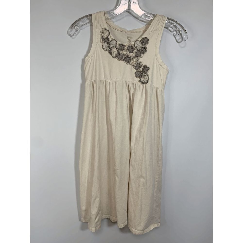 Garnet Hill Sleeveless Dress Embellished Floral Off White Size 12 children